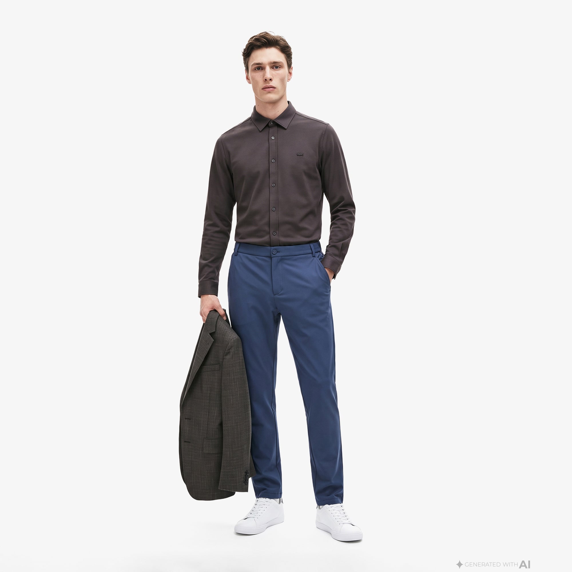 Erkek Slim Fit Kahverengi Gömlek