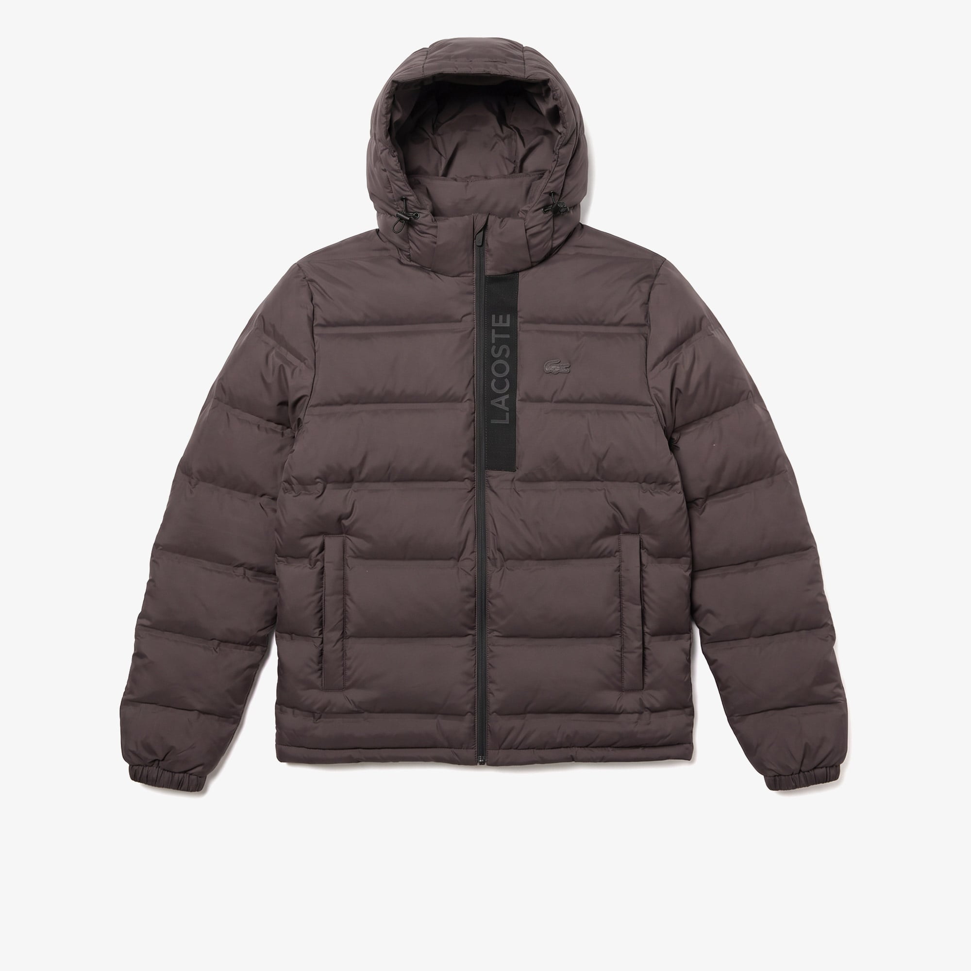 Erkek Regular Fit Kapüşonlu Koyu Kahverengi Şişme Mont