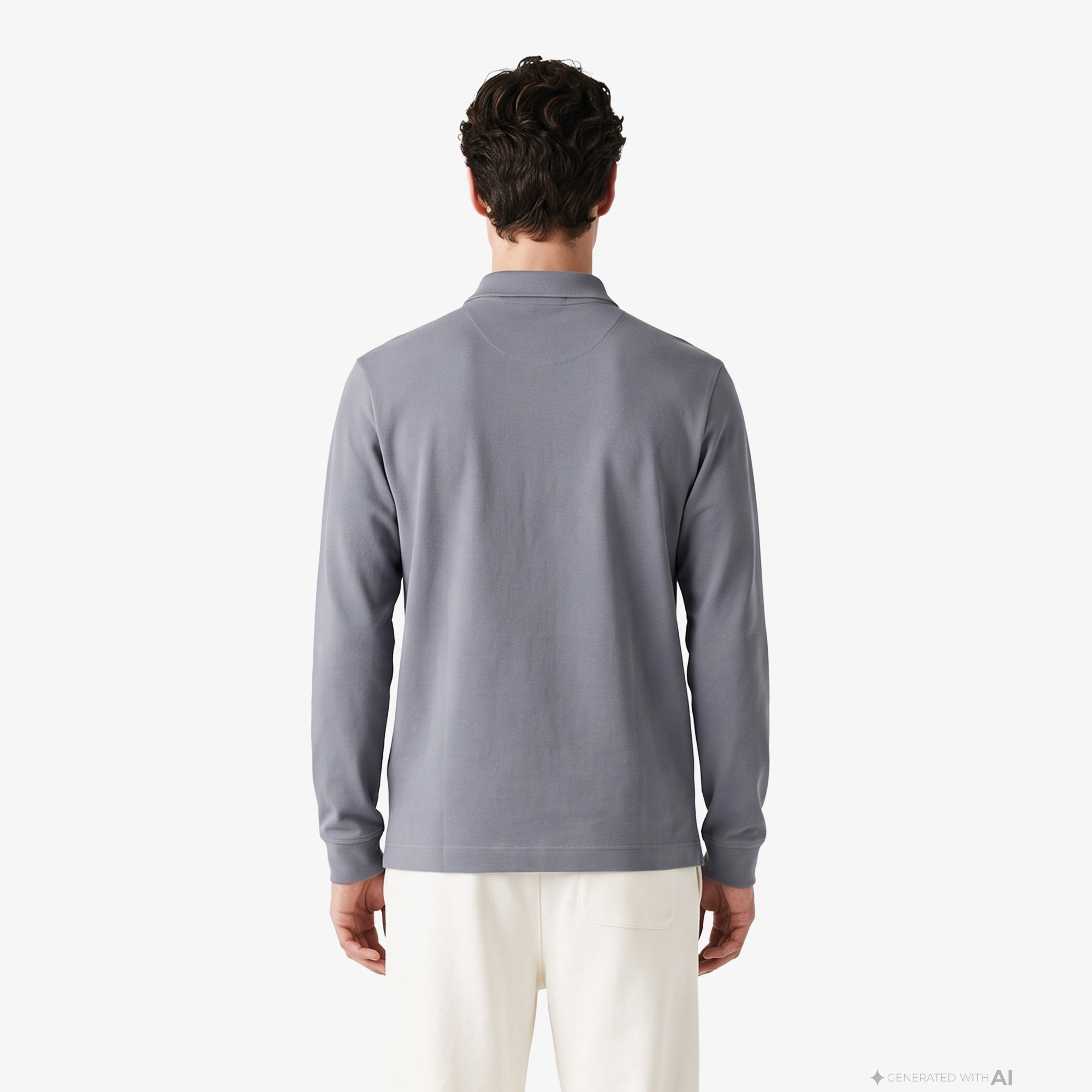 Erkek Regular Fit Uzun Kollu Koyu Gri Paris Polo