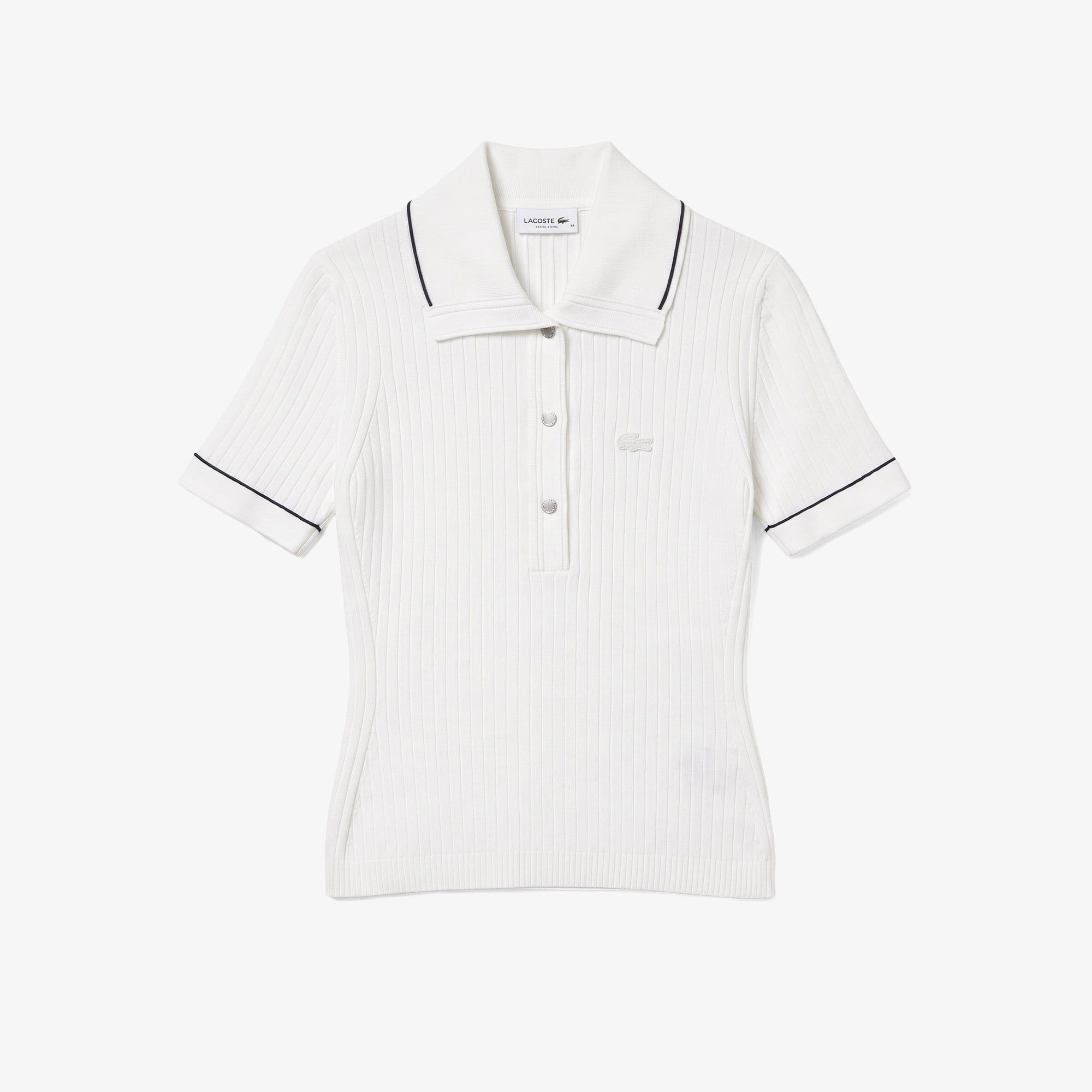 Kadın Slim Fit Kısa Kollu Polo Yaka Beyaz Triko