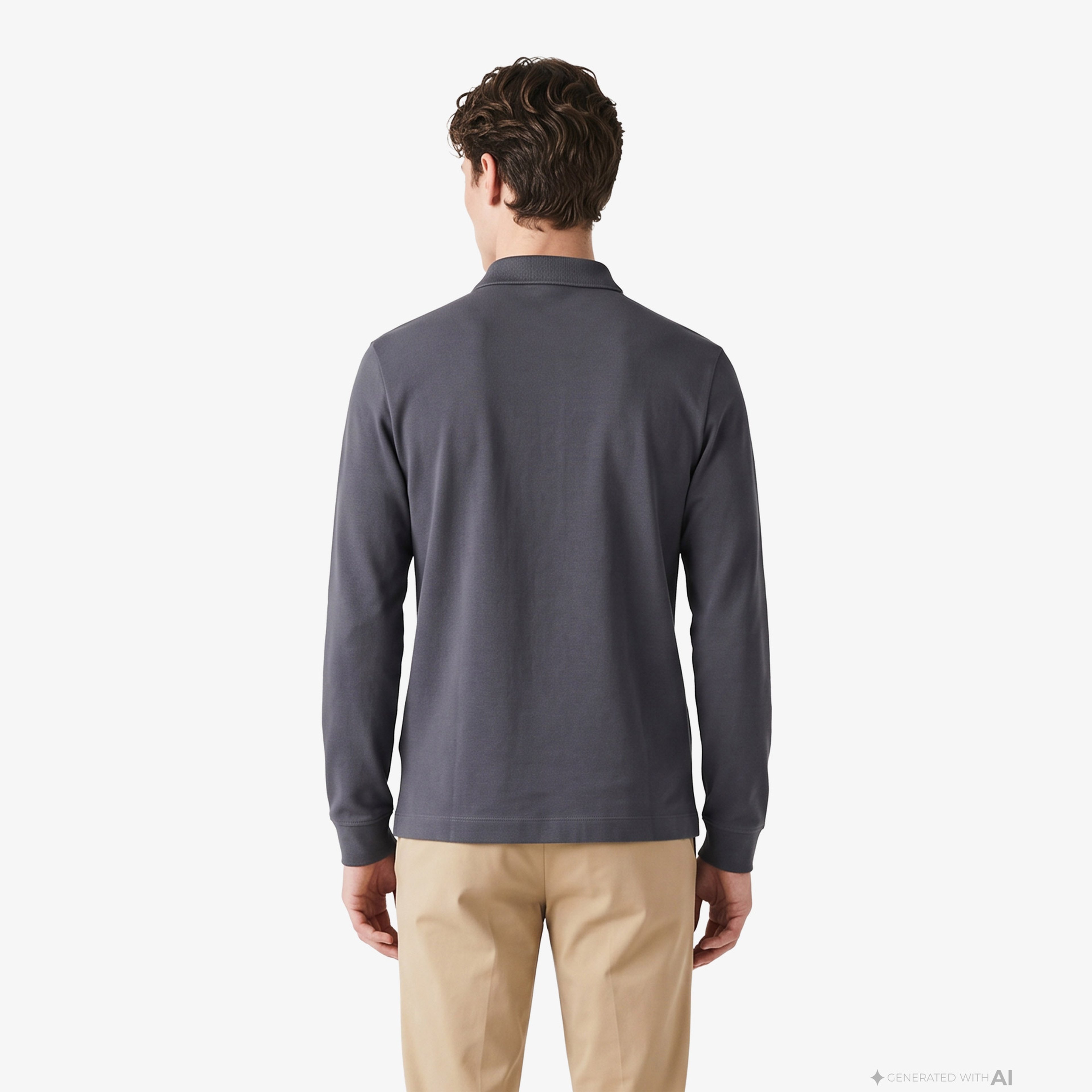 Erkek Regular Fit Uzun Kollu Koyu Gri Paris Polo