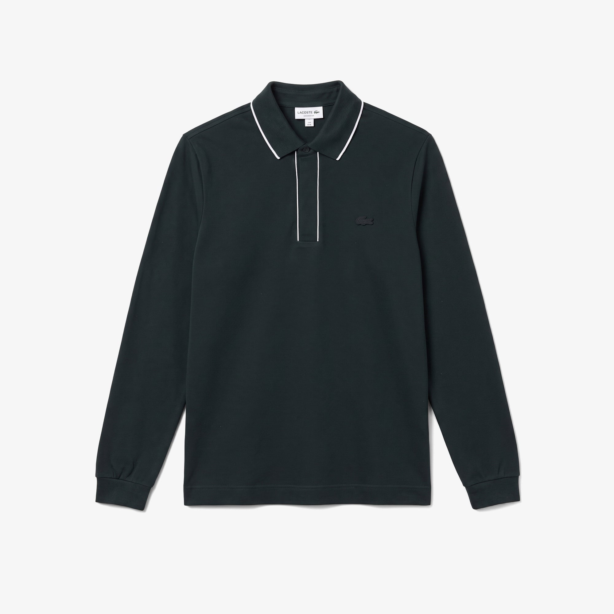 Erkek Regular Fit Uzun Kollu Koyu Yeşil Paris Polo