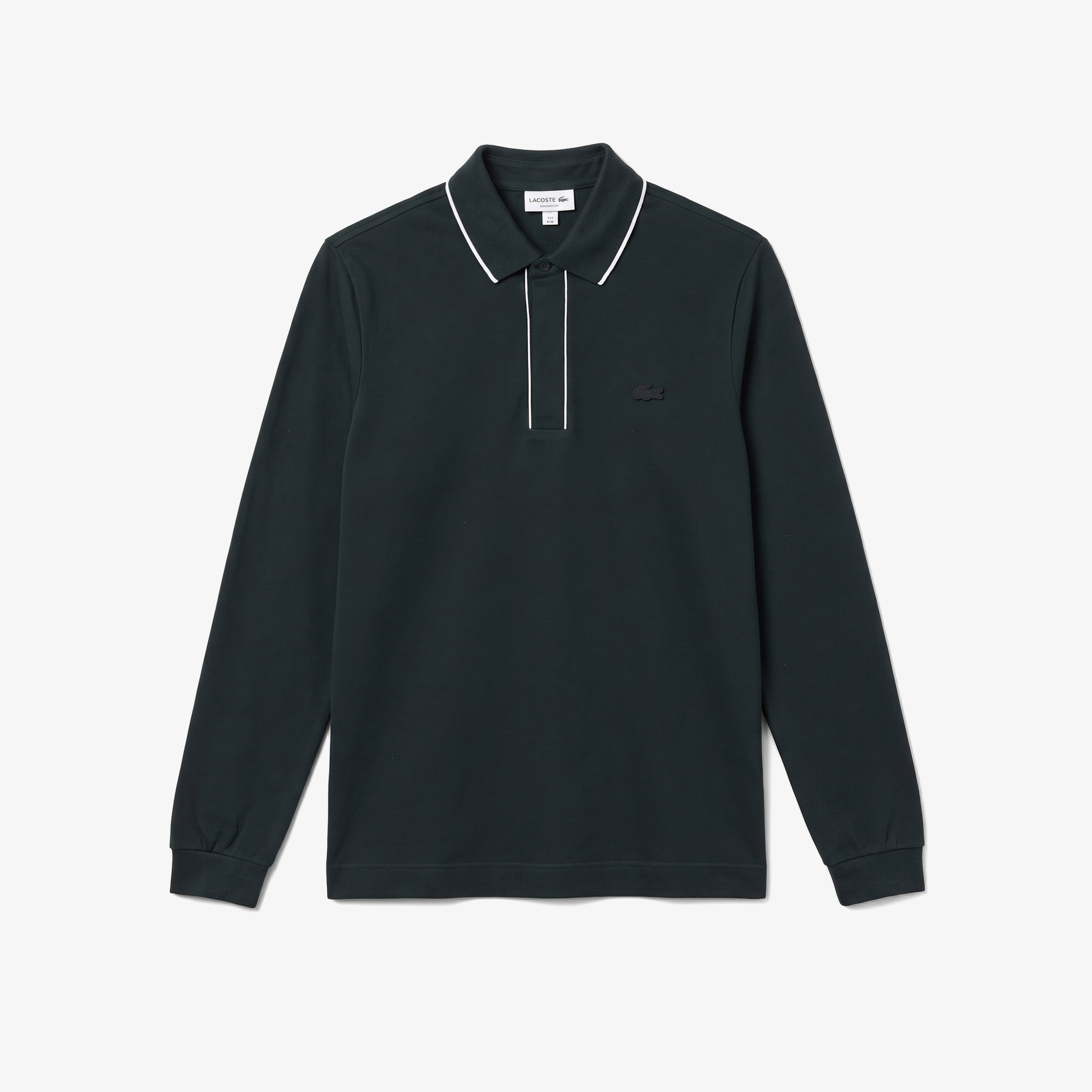 Erkek Regular Fit Uzun Kollu Koyu Yeşil Paris Polo