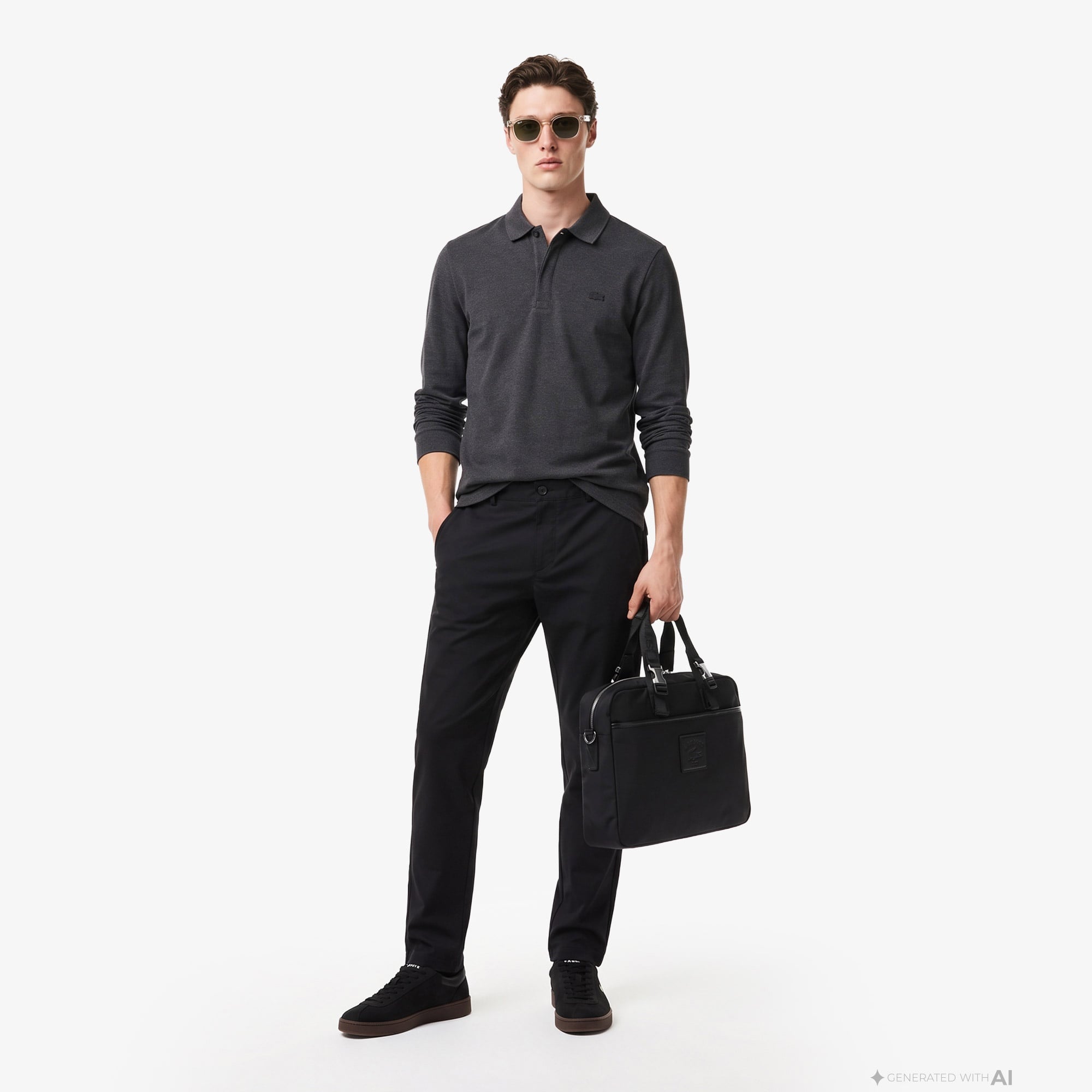 Erkek Regular Fit Uzun Kollu Gri Paris Polo