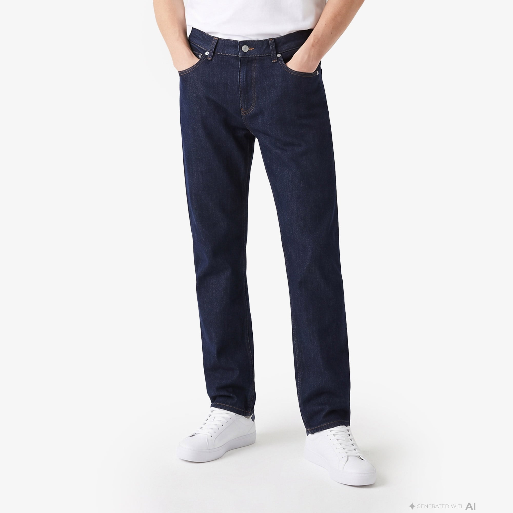 Erkek Tapered Fit Lacivert Jean Pantolon