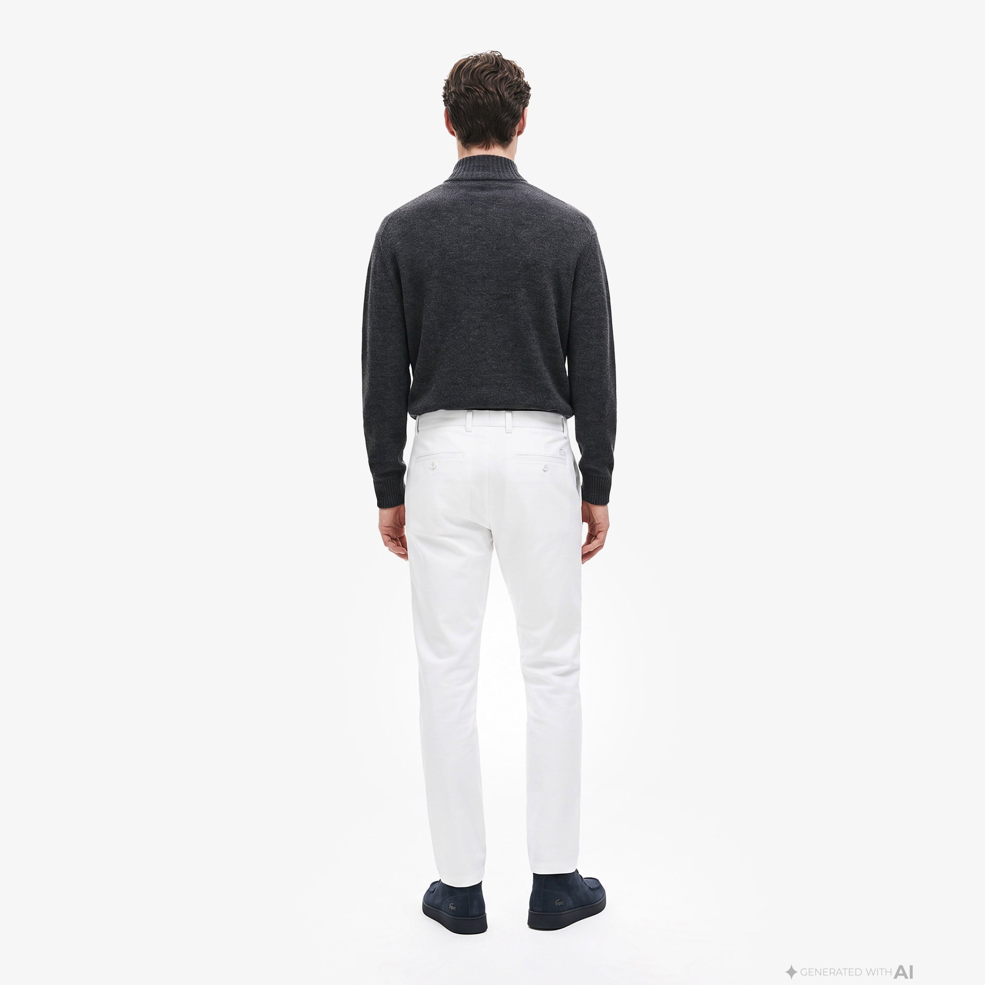 Erkek Slim Fit Beyaz Chino Pantolon