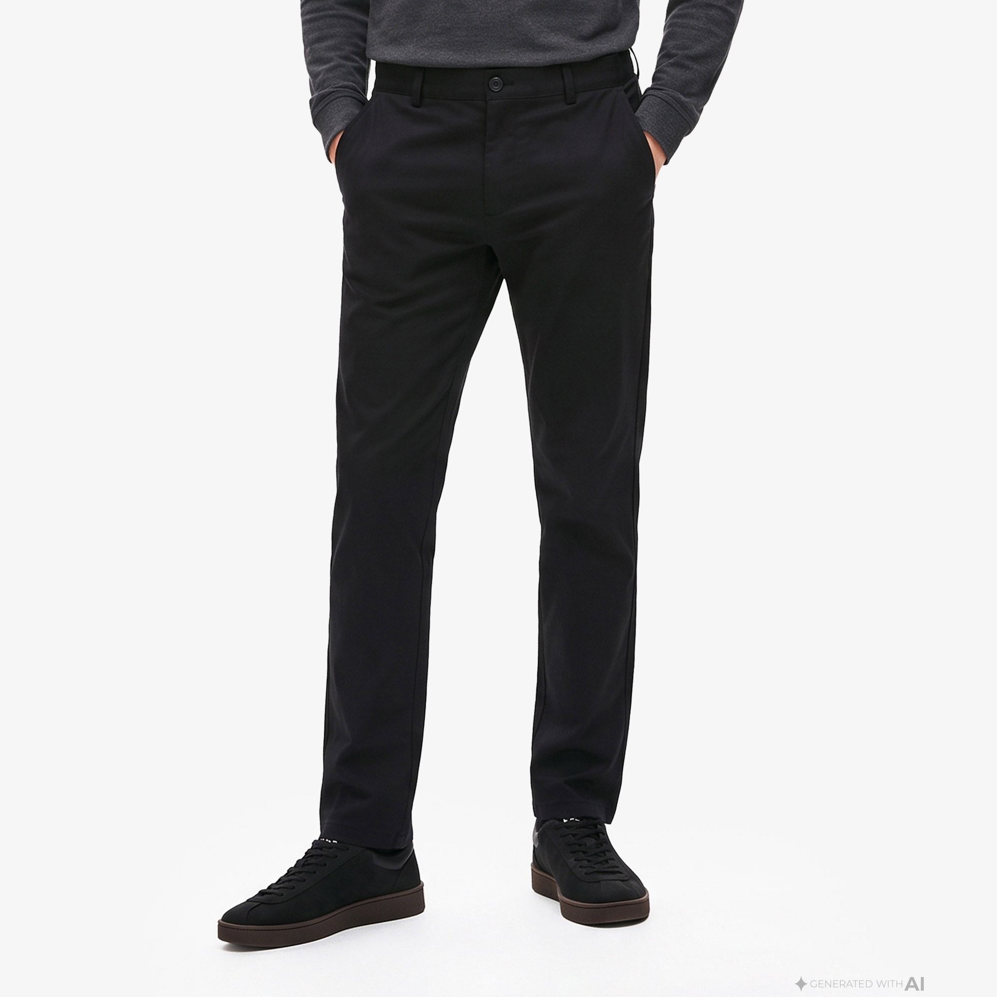 Erkek Slim Fit Siyah Chino Pantolon