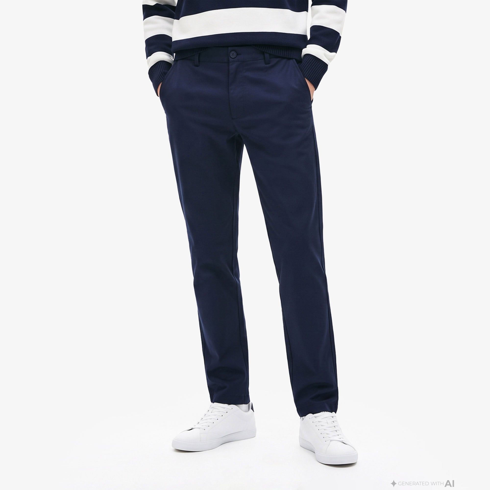 Erkek Slim Fit Lacivert Chino Pantolon