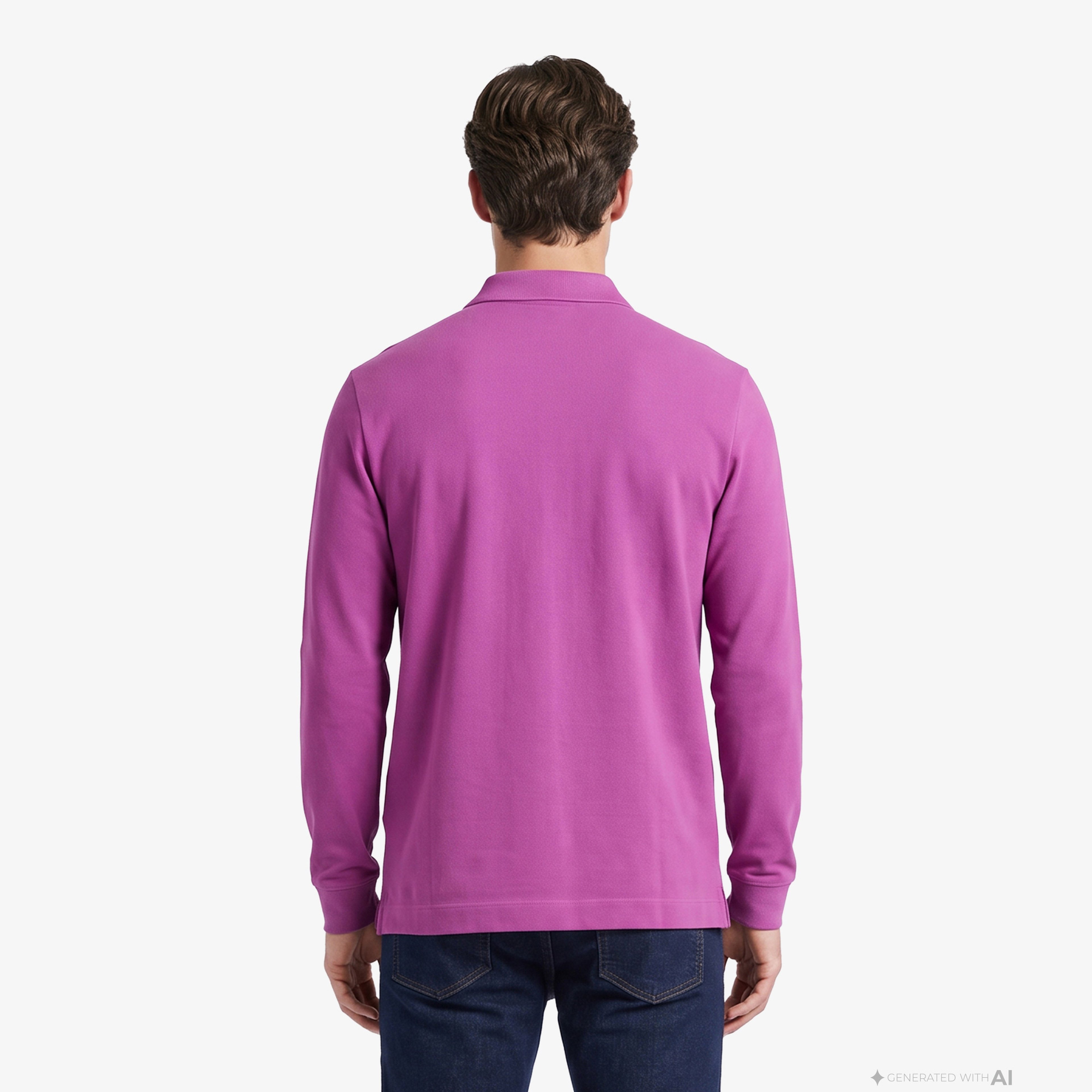 Erkek Regular Fit Uzun Kollu Pembe Paris Polo
