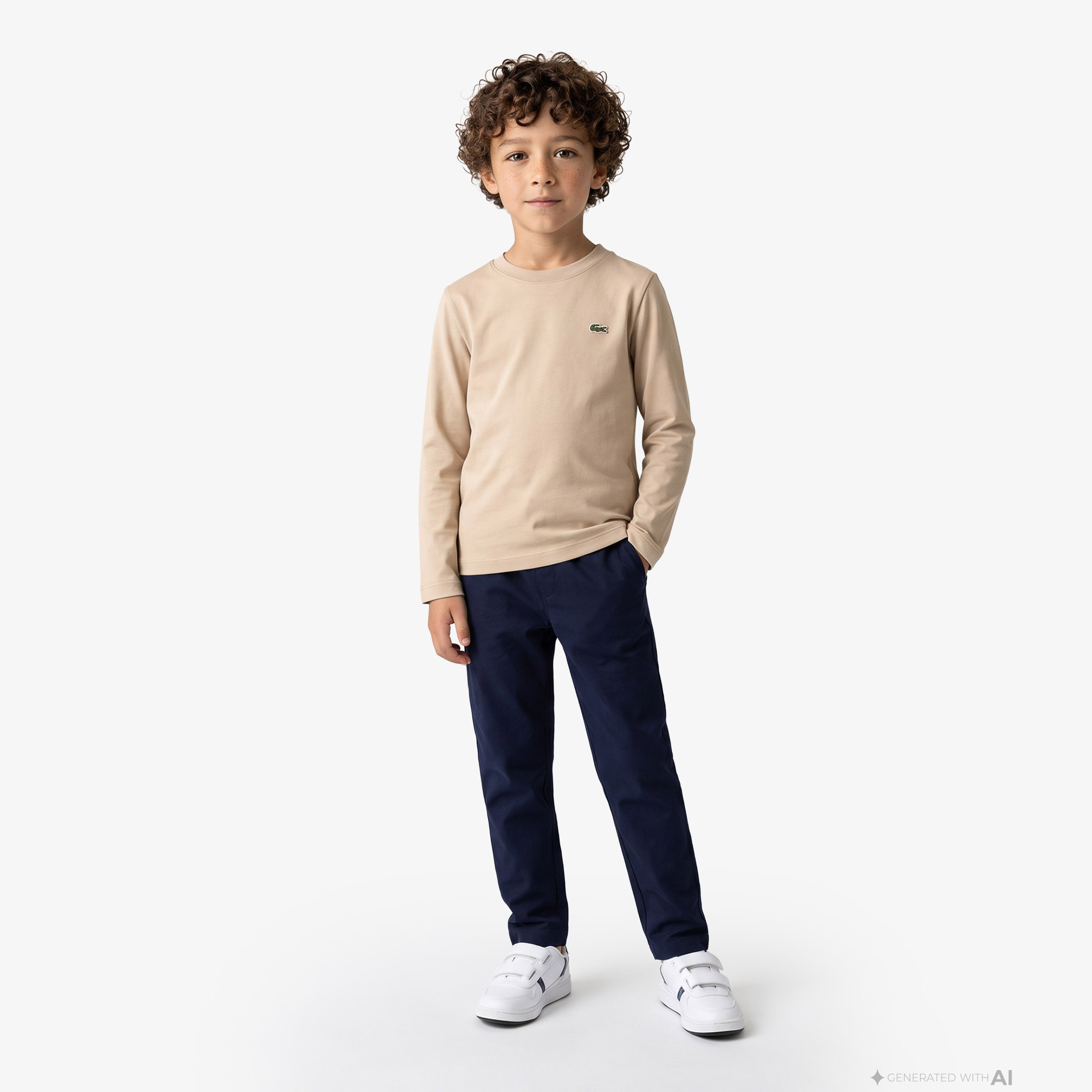 Çocuk Uzun Kollu Bisiklet Yaka Bej T-Shirt Çocuk Uzun Kollu Bisiklet Yaka Bej T-Shirt