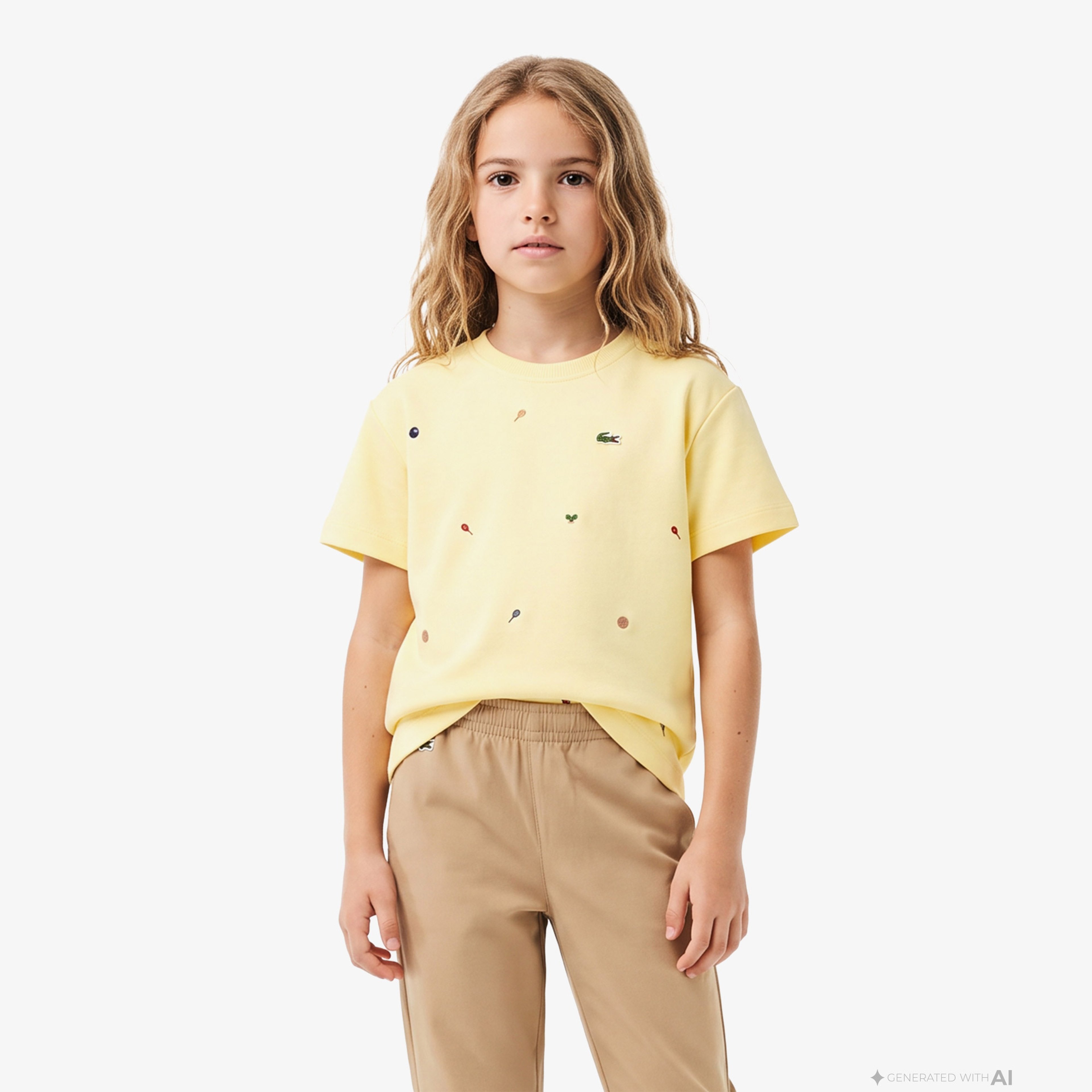 Çocuk Bisiklet Yaka Desenli Sarı T-Shirt