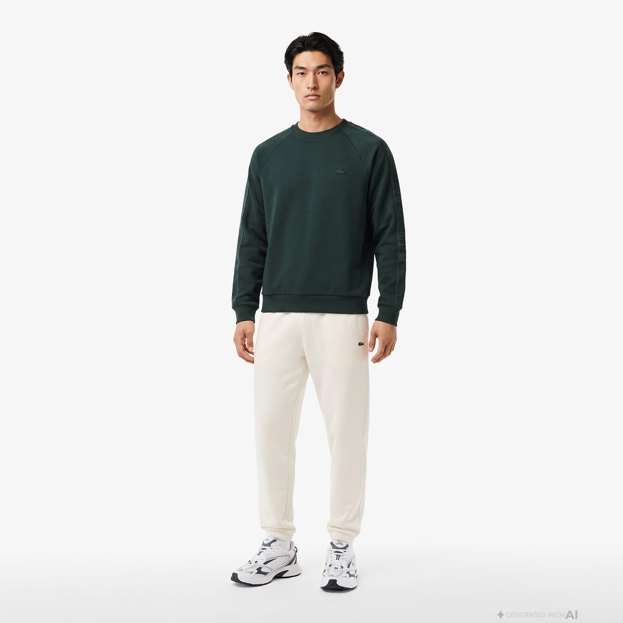 Erkek Classic Fit Bisiklet Yaka Koyu Yeşil Sweatshirt
