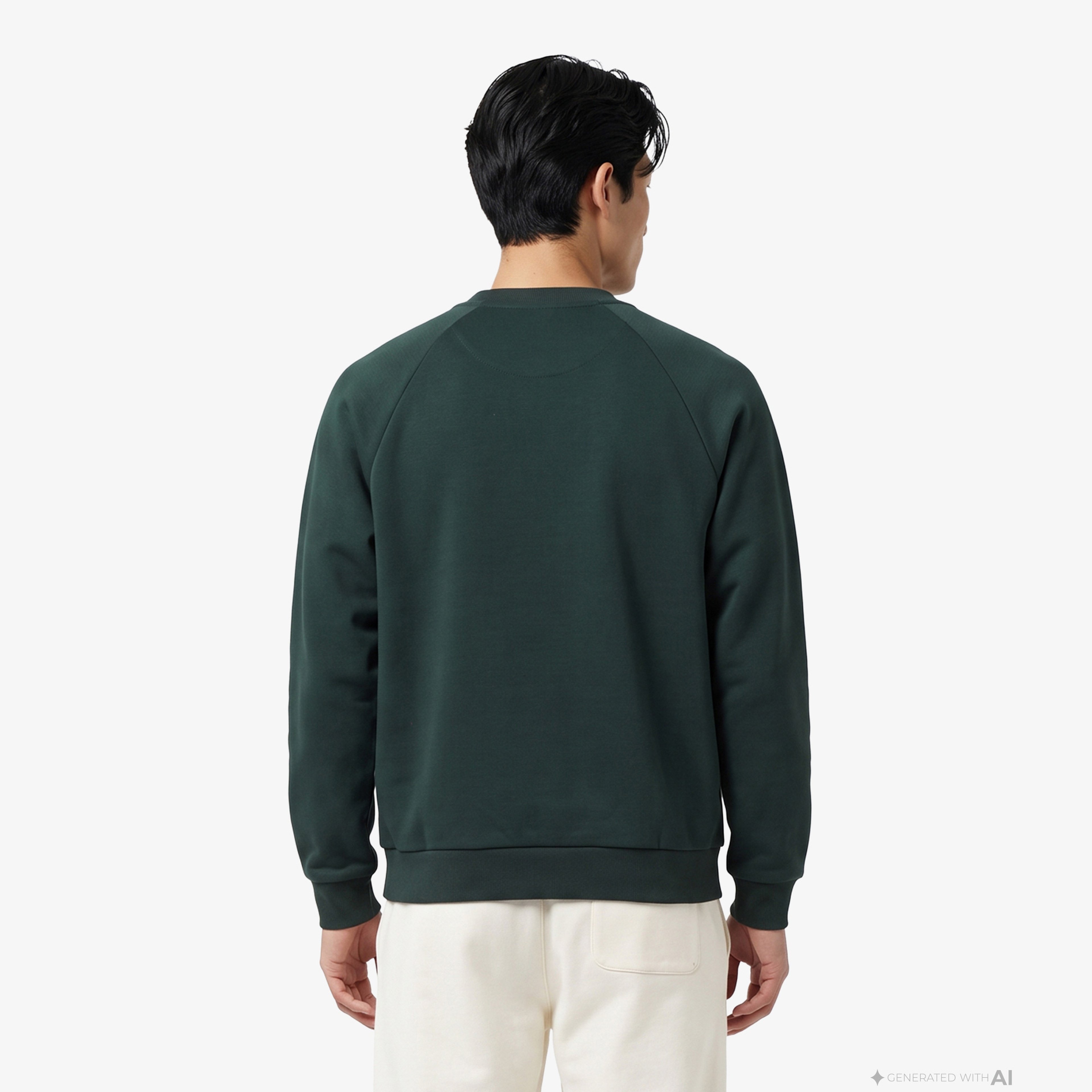 Erkek Classic Fit Bisiklet Yaka Koyu Yeşil Sweatshirt Erkek Classic Fit Bisiklet Yaka Koyu Yeşil Sweatshirt