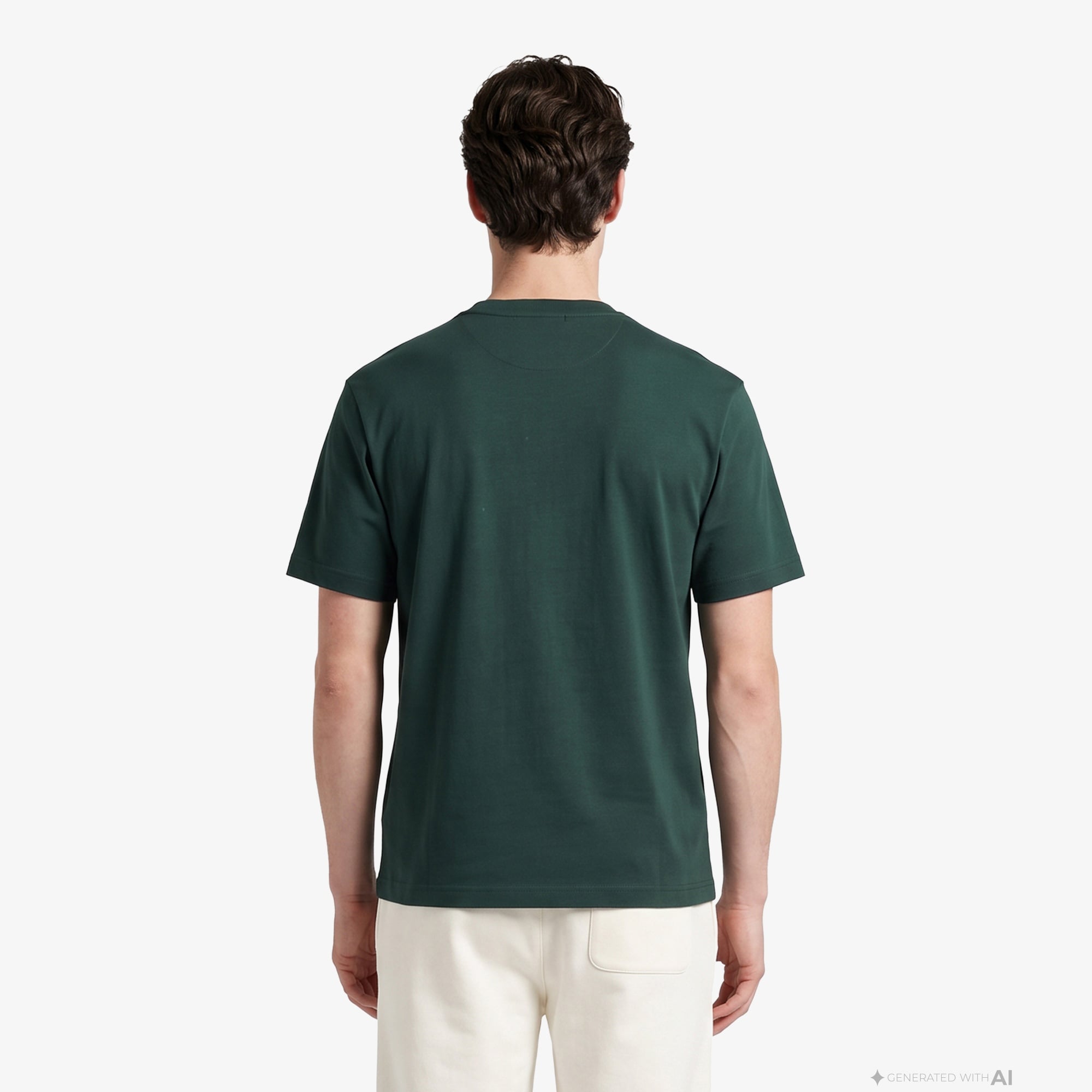 Erkek Relaxed Fit Bisiklet Yaka Koyu Yeşil T-Shirt