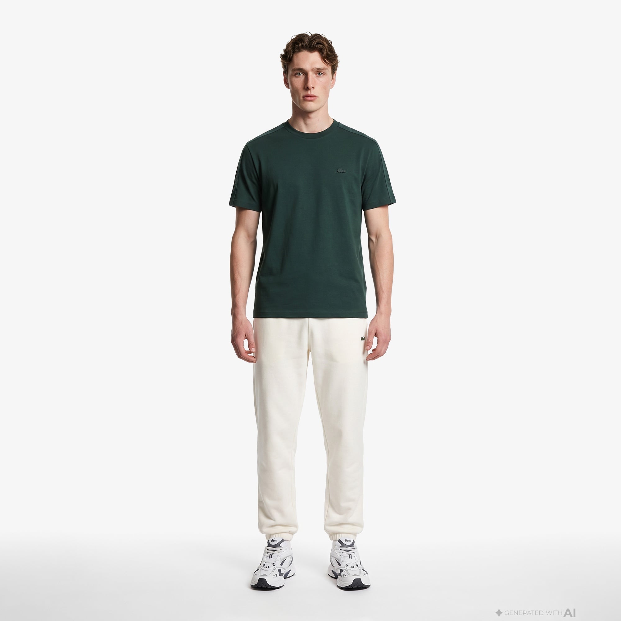 Erkek Relaxed Fit Bisiklet Yaka Koyu Yeşil T-Shirt