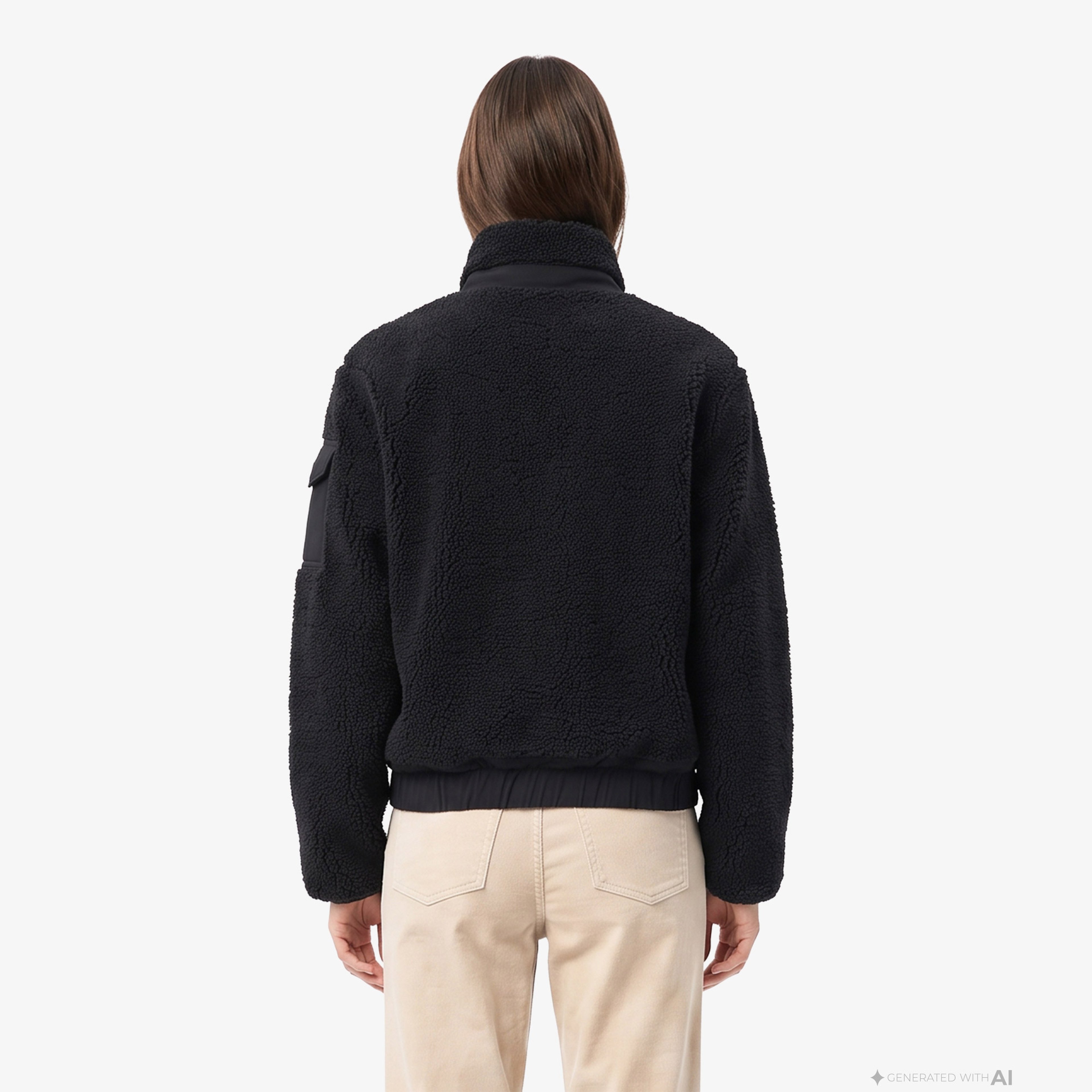 Kadın Relaxed Fit Dik Yaka Siyah Ceket