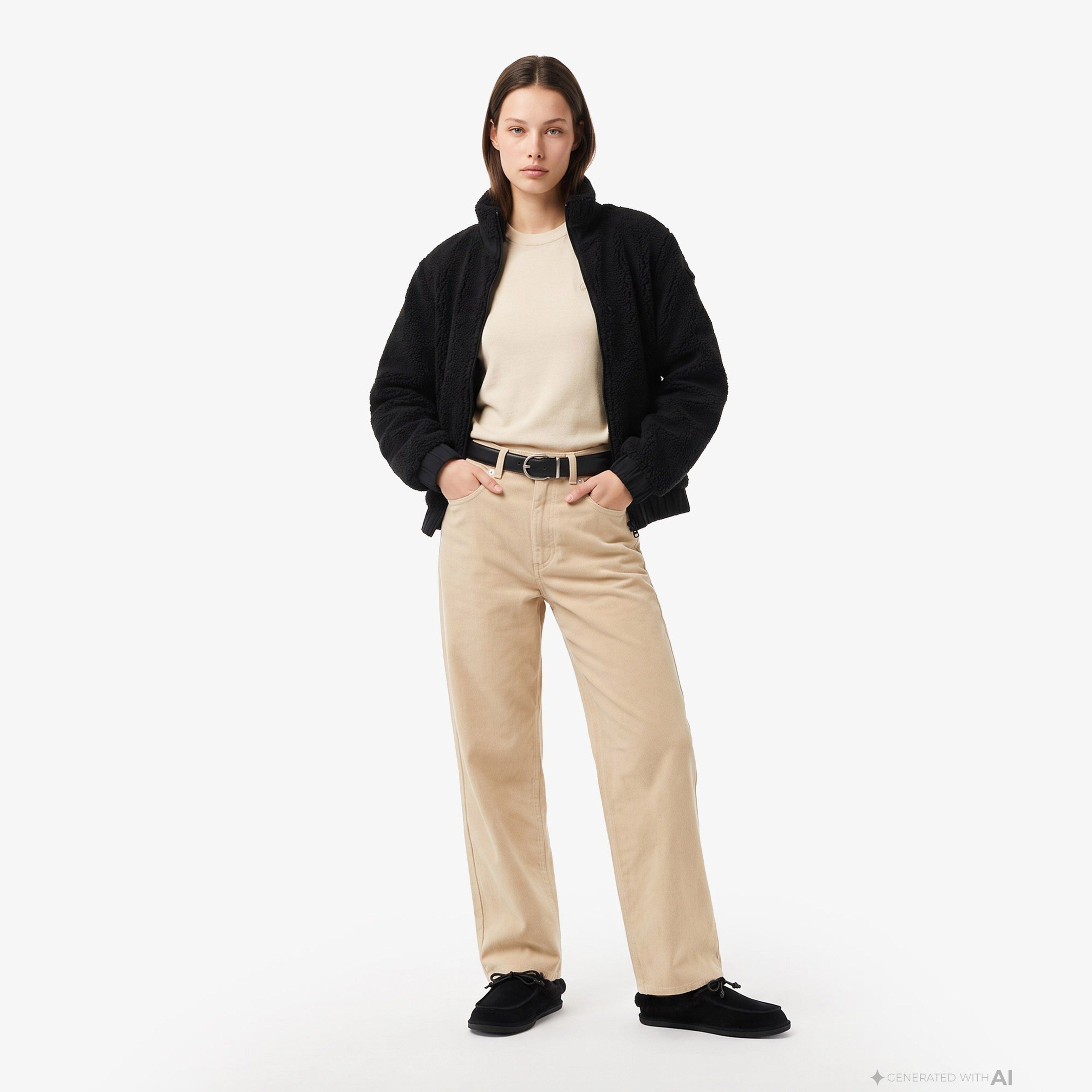 Kadın Relaxed Fit Dik Yaka Siyah Ceket