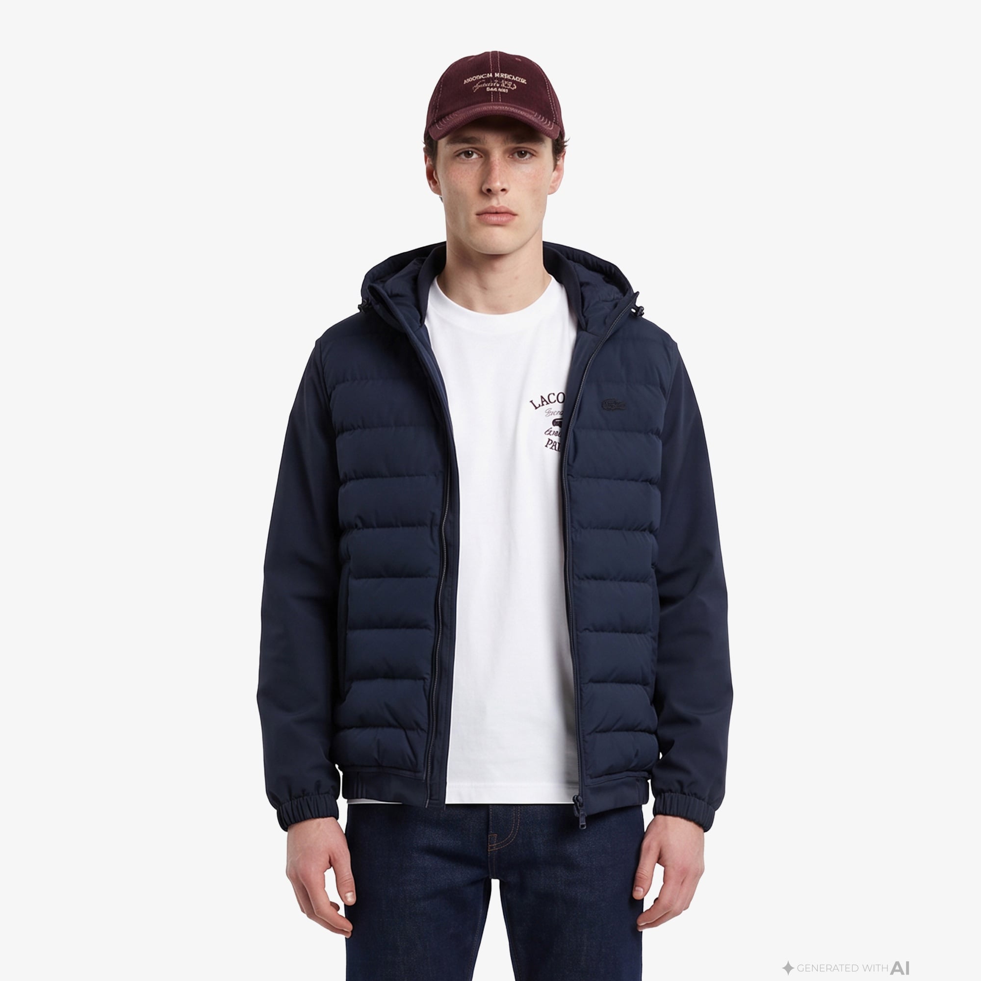 Erkek Regular Fit Kapüşonlu Lacivert Mont