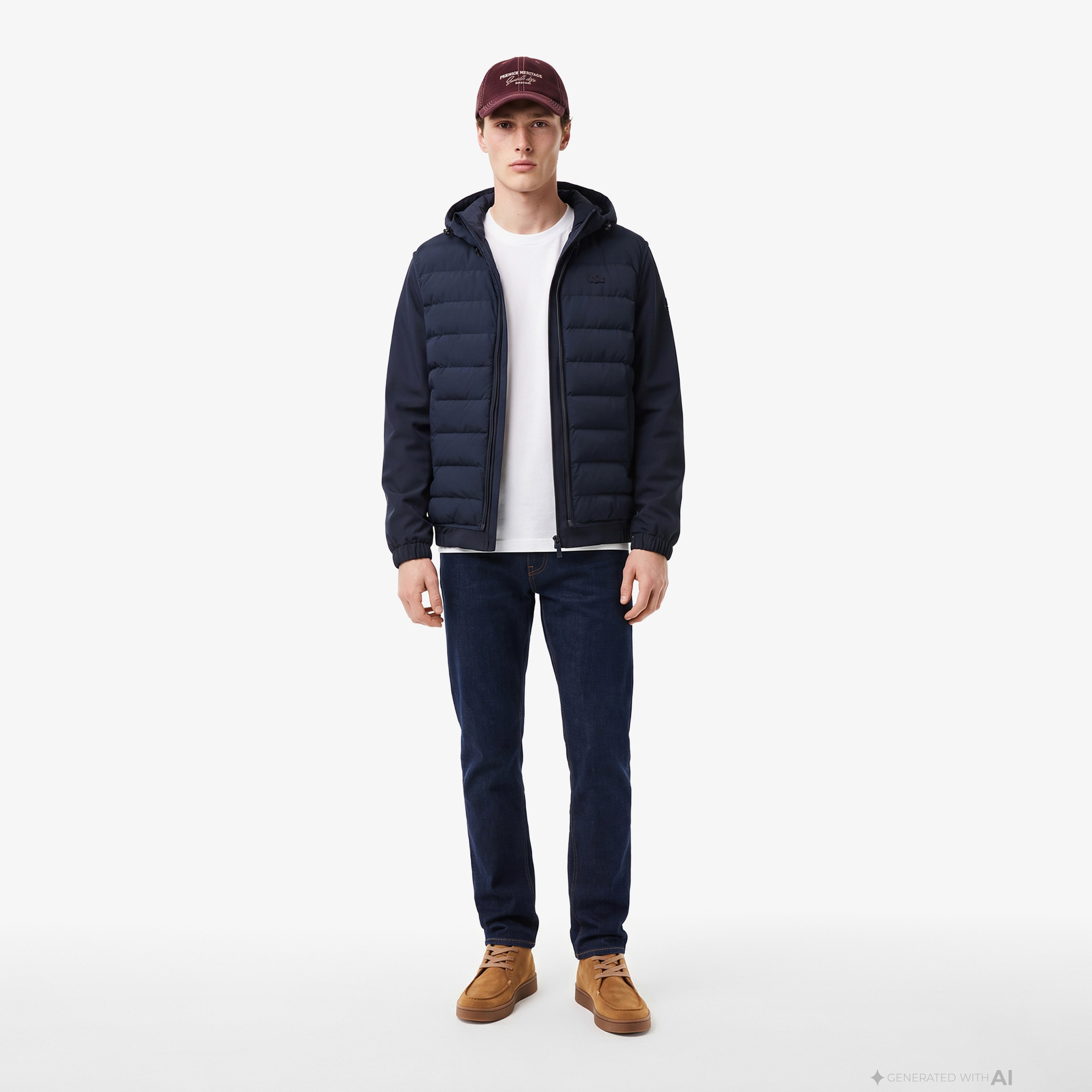 Erkek Regular Fit Kapüşonlu Lacivert Mont