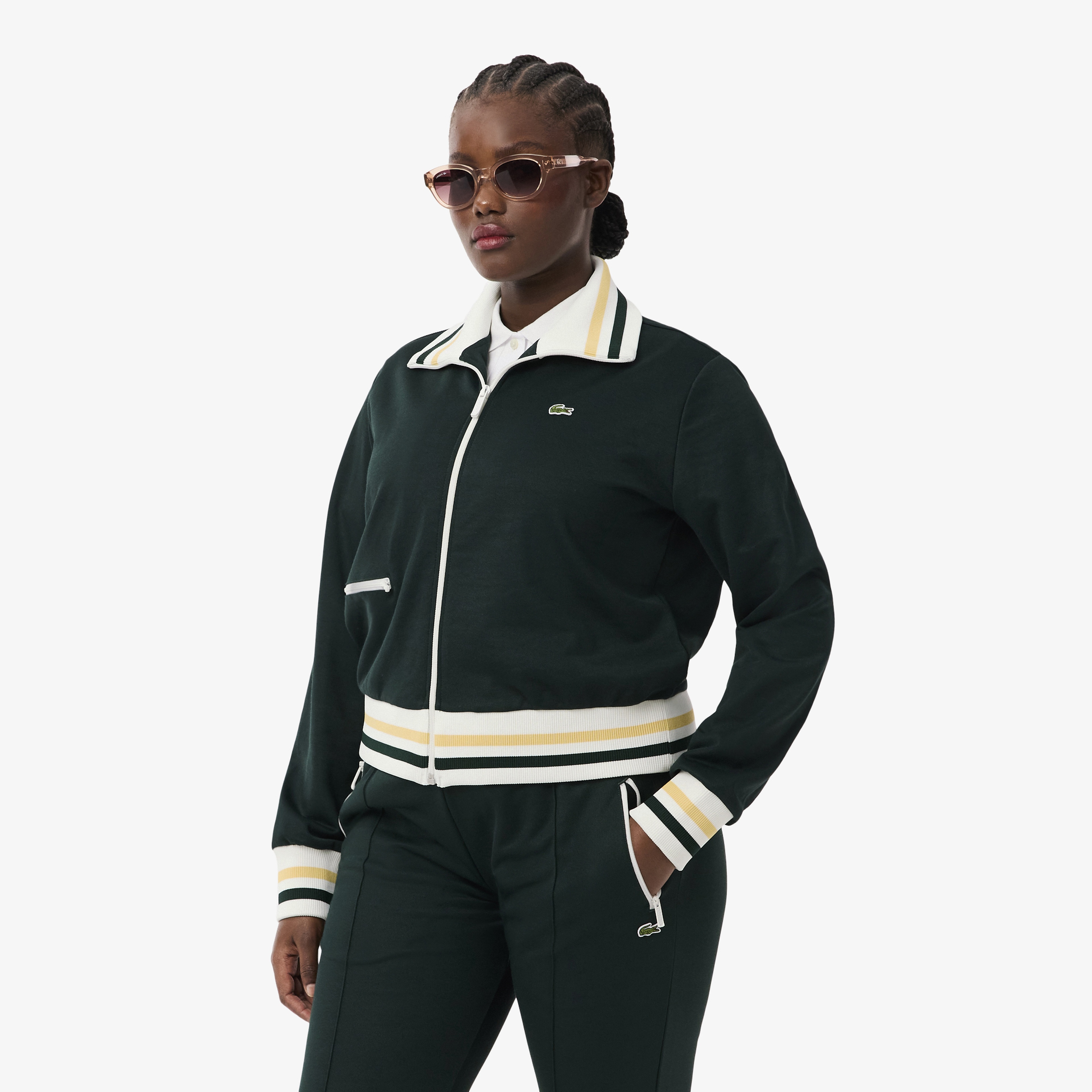 Kadın Regular Fit Fermuarlı Renk Bloklu Koyu Yeşil Sweatshirt Kadın Regular Fit Fermuarlı Renk Bloklu Koyu Yeşil Sweatshirt
