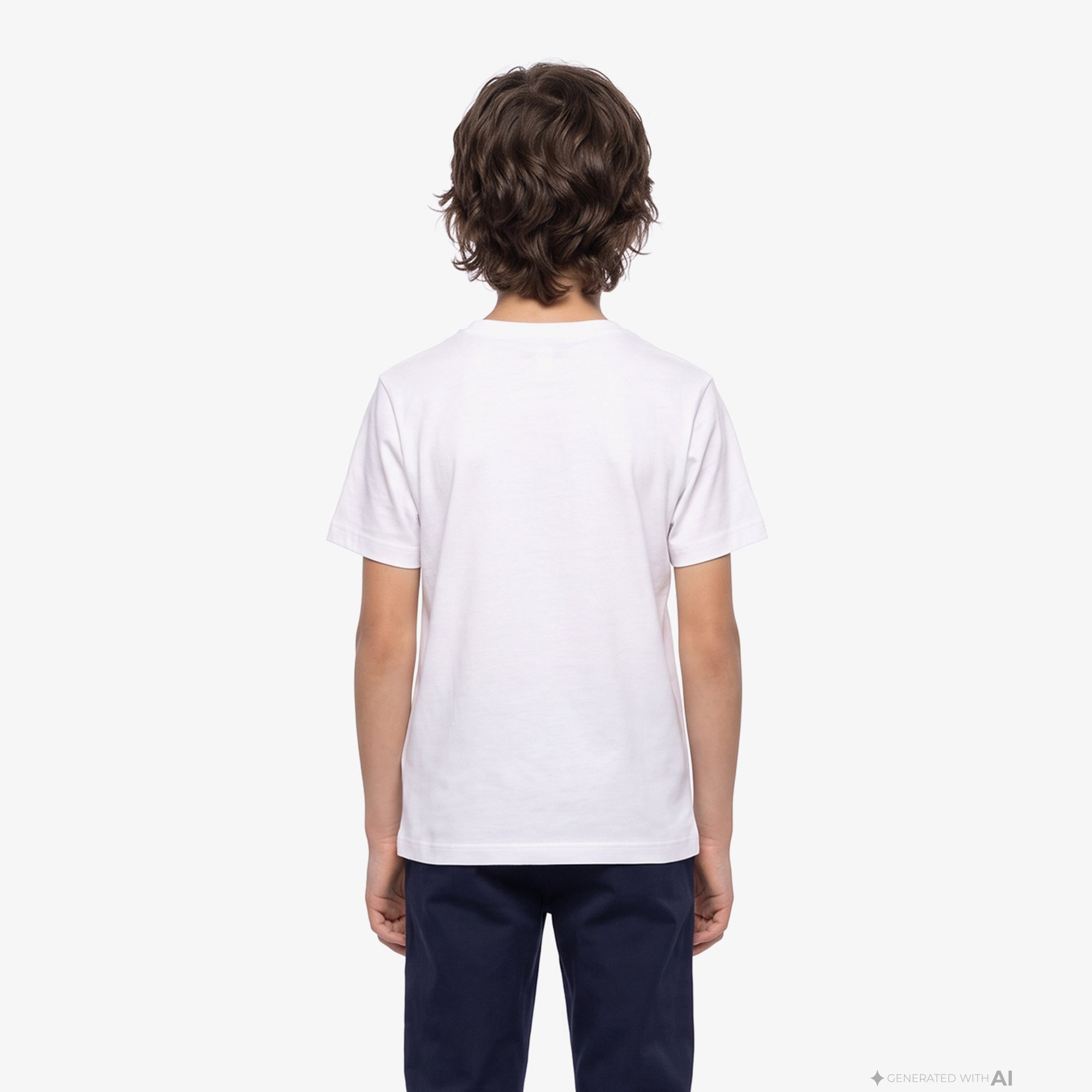 Çocuk Bisiklet Yaka Desenli Beyaz T-Shirt